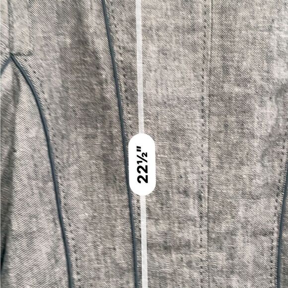 H&M Grey Fully Lined Linen Jacket with black piping and front pockets sz16 - Picture 8 of 12